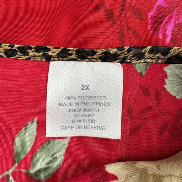 New Avon Intimates Womens Size 2X Pajama Set Tank and Pants Floral Leopard Trim - Picture 2 of 8